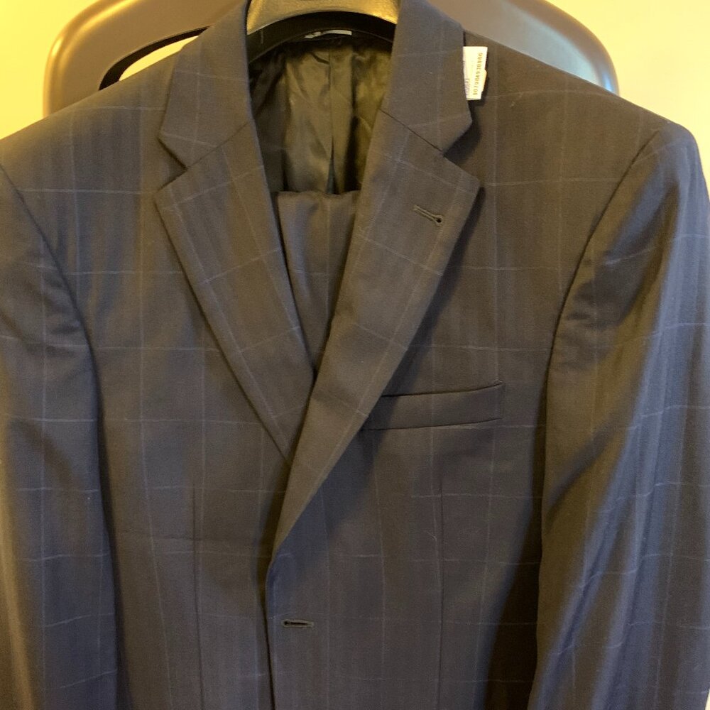 NWT Blue Suit - Men's Window Pane 39R - 33W